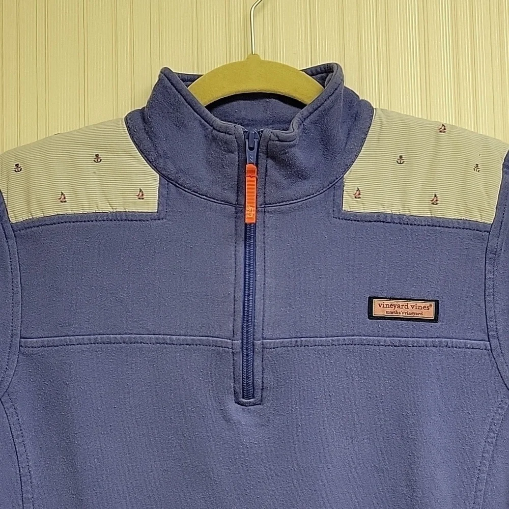 Vineyard Vines Shep Shirt periwinkle 3/4 zip sweatshirt medium coastal preppy